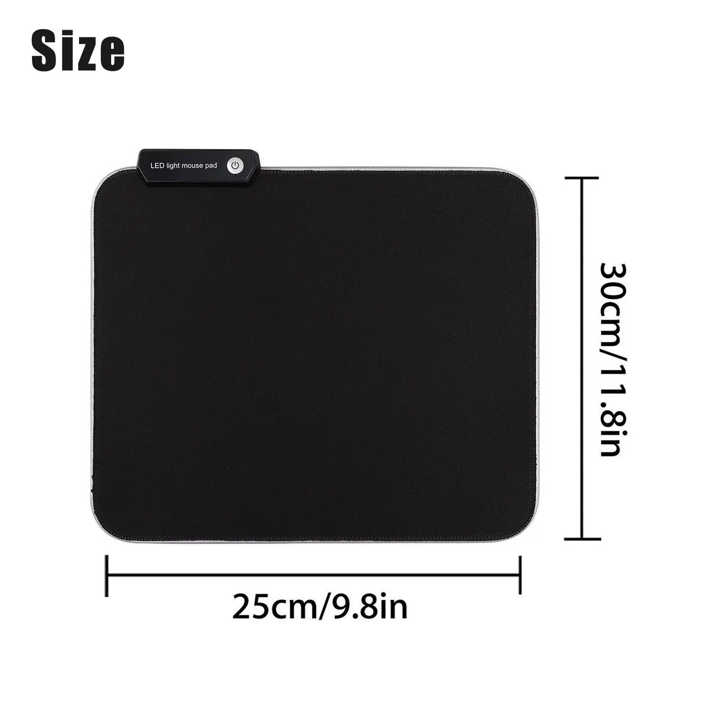 RGB Large Gaming Mouse Pad, Extended Thick LED Keyboard Pad with 9 Lighting Modes, Anti-Slip Waterproof Oversized Computer Mouse Pad Mat, Xl/9.8X11.8Inch, Black
