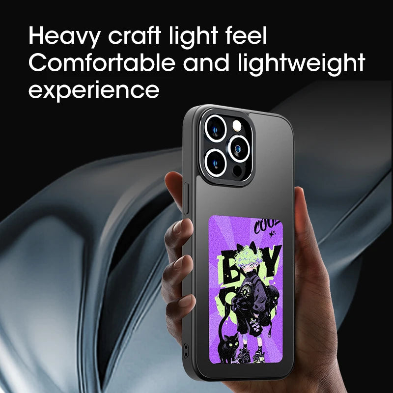 Eink Screen Smart NFC Phone Case for 15 14 13 Pro Max DIY E Ink Back Display Protection Case Free Case