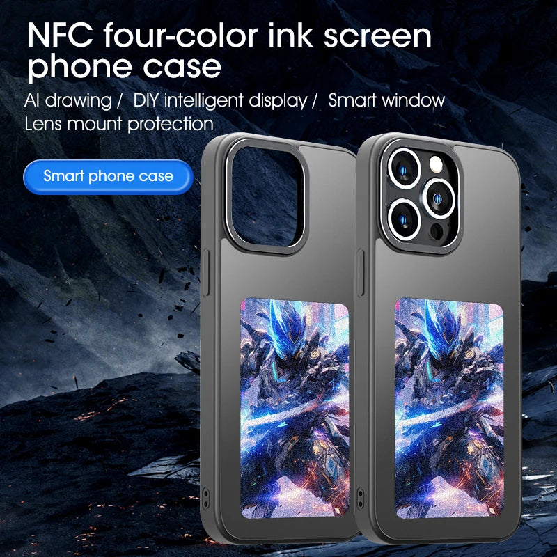 Eink Screen Smart NFC Phone Case for 15 14 13 Pro Max DIY E Ink Back Display Protection Case Free Case