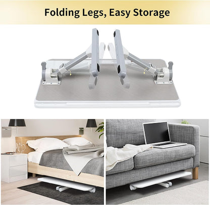 Lap Desk for Laptop, Portable Bed Table Desk, Laptop Desk with LED Light and Drawer, Adjustable Laptop Stand for Bed, Sofa, Study, Reading