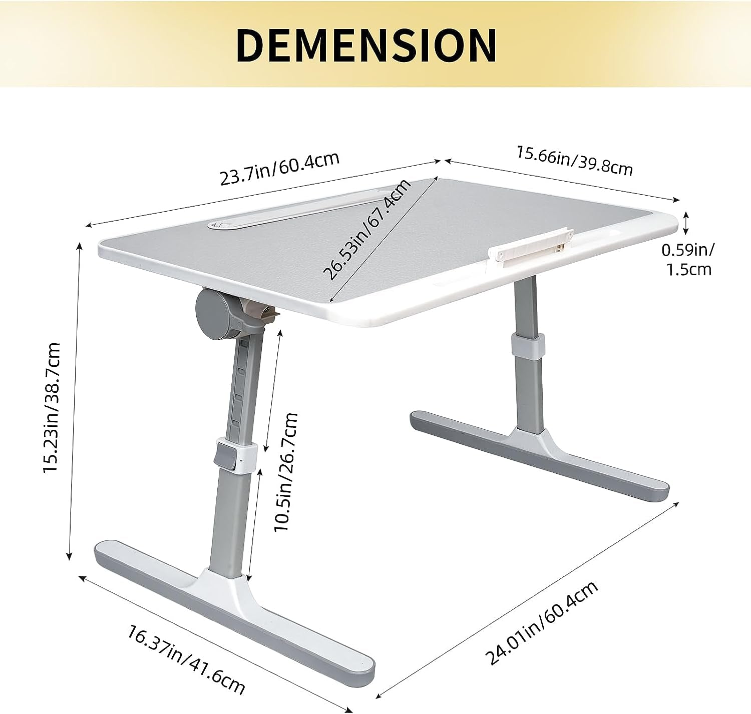 Lap Desk for Laptop, Portable Bed Table Desk, Laptop Desk with LED Light and Drawer, Adjustable Laptop Stand for Bed, Sofa, Study, Reading