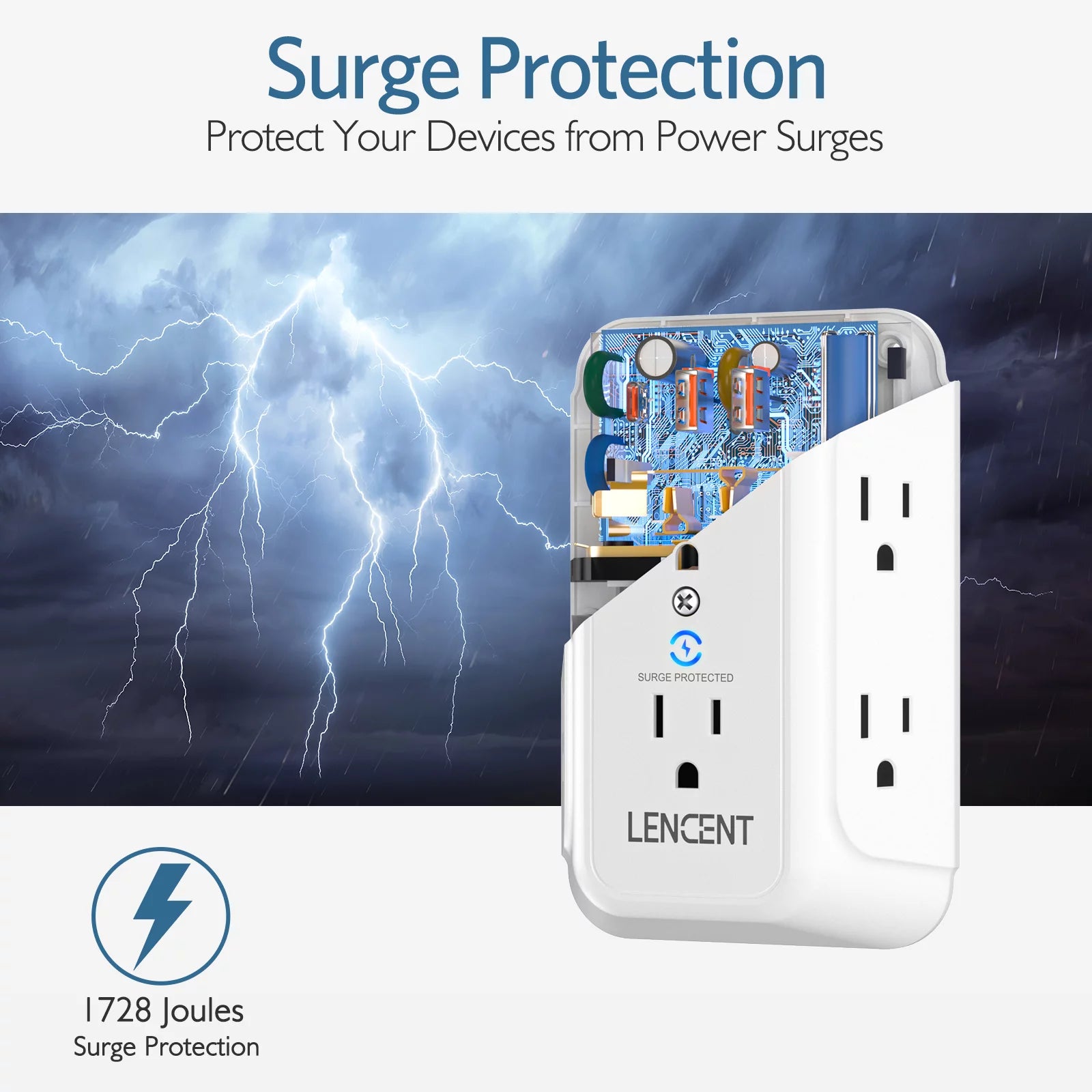 Surge Protector with USB, Multi Plug Outlet Extender, 6 Outlets Wall Adapter, Electrical Outlet Expander, Multiple Outlet Wall Tap Charger, Power Strip with Surge Protection