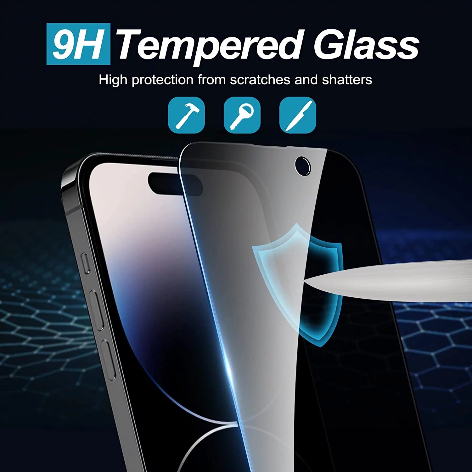 [2 Pack] Iphone 14 Pro Max Privacy Screen Protector 9H Tempered Glass Film Privacy Screen, Anti-Spy, with Easy Installation Frame