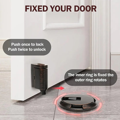 Windproof Door Stopper Indoor Heavy Duty Floor Door Stop Keep Door Open Mechanical No Drilling Door Stopper with Screws