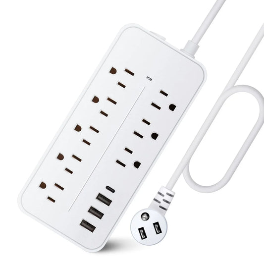 Surge Protector Power Strip with USB, with 8 Outlets and 3 USB Ports and 1 USB C, 4Ft Flat Extension Cord for Home Office, ETL Listed, Black