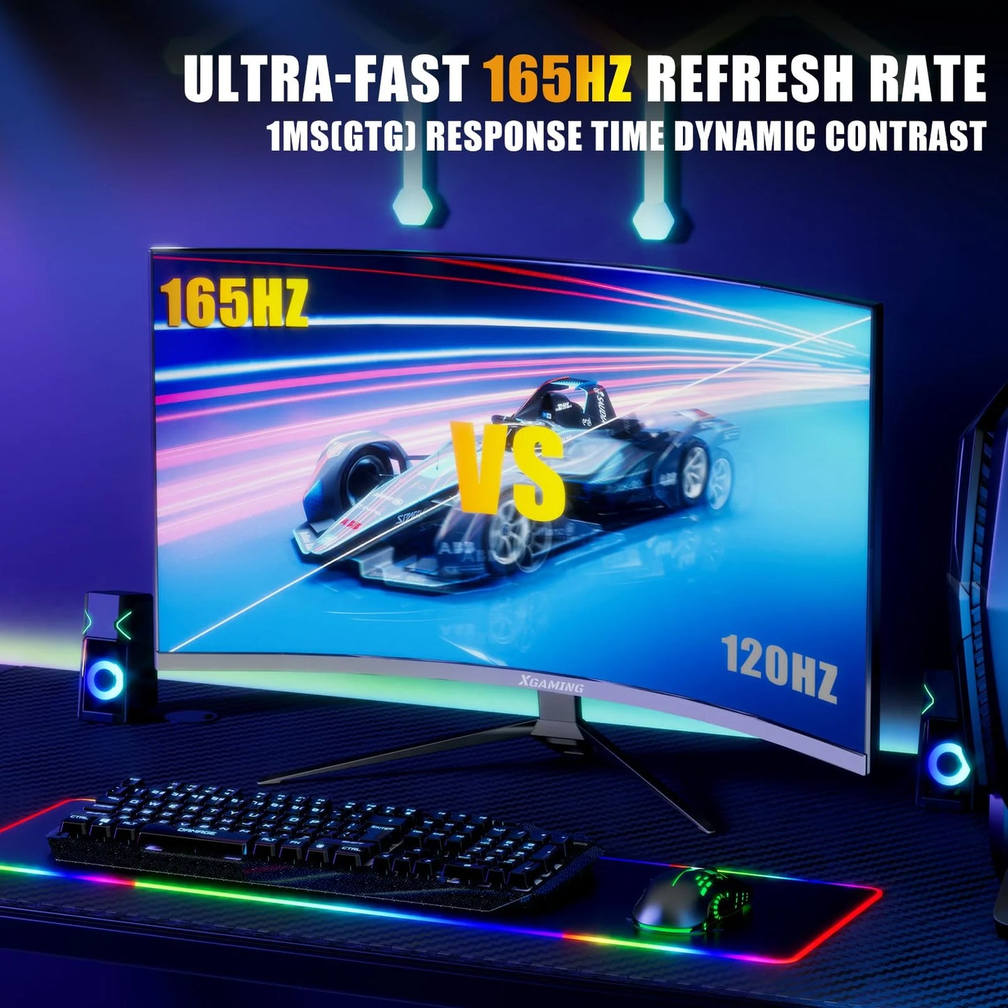 34" 165Hz Ultrawide Curved Gaming Monitor, WQHD 3440 * 1440P Computer Monitor, 1440P Monitor, 21:9,1500R, 1Ms(Gtg) with Adaptive Sync, DP& HDMI Port, 2*Speaker, Black